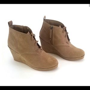 Women's Dolce Vita Lace Up Wedge Booties taupe